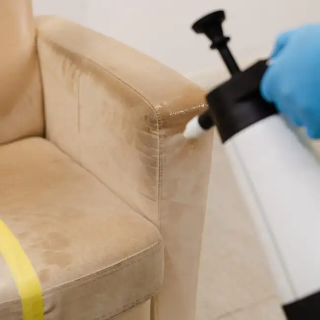 Flekkfjerning Oslo punktbehandling av flekk på sofa med profesjonelt utstyr